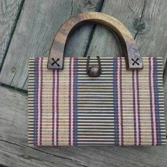 Vintage small bag with wooden handle - Picture 9 of 9